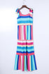Color Block Striped Bow Knot Straps Maxi Dress